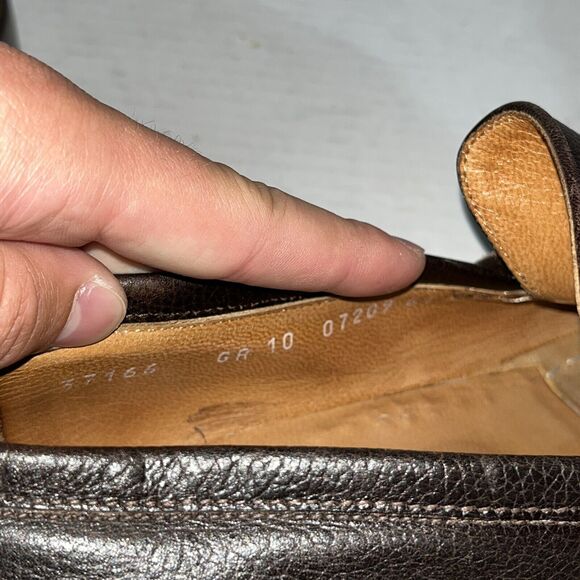 Moreschi Men's 10 Leather Driving Shoe Penny Loafer Dark Brown Made in Italy - Picture 9 of 9